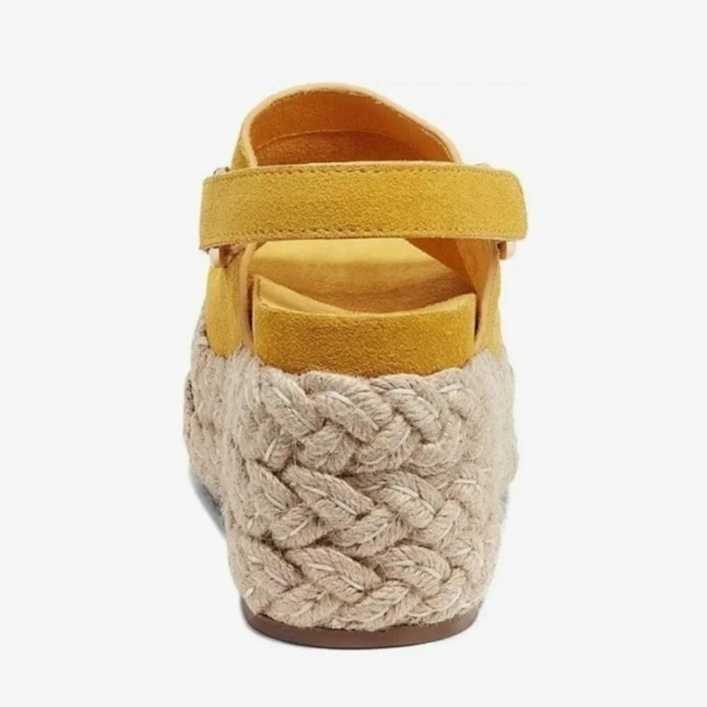 Kelsi Dagger Brooklyn Keys in Mellow yellow suede espadrille platform sandals 10